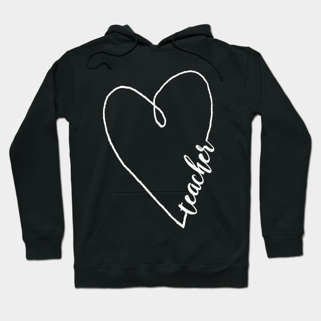 Teacher Shirt Heart Gift Hoodie by Alison Cloy